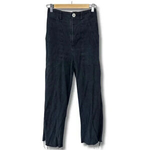 Back Beat Co. High Rise Straight Leg Cargo Pants Hemp Washed Black Small